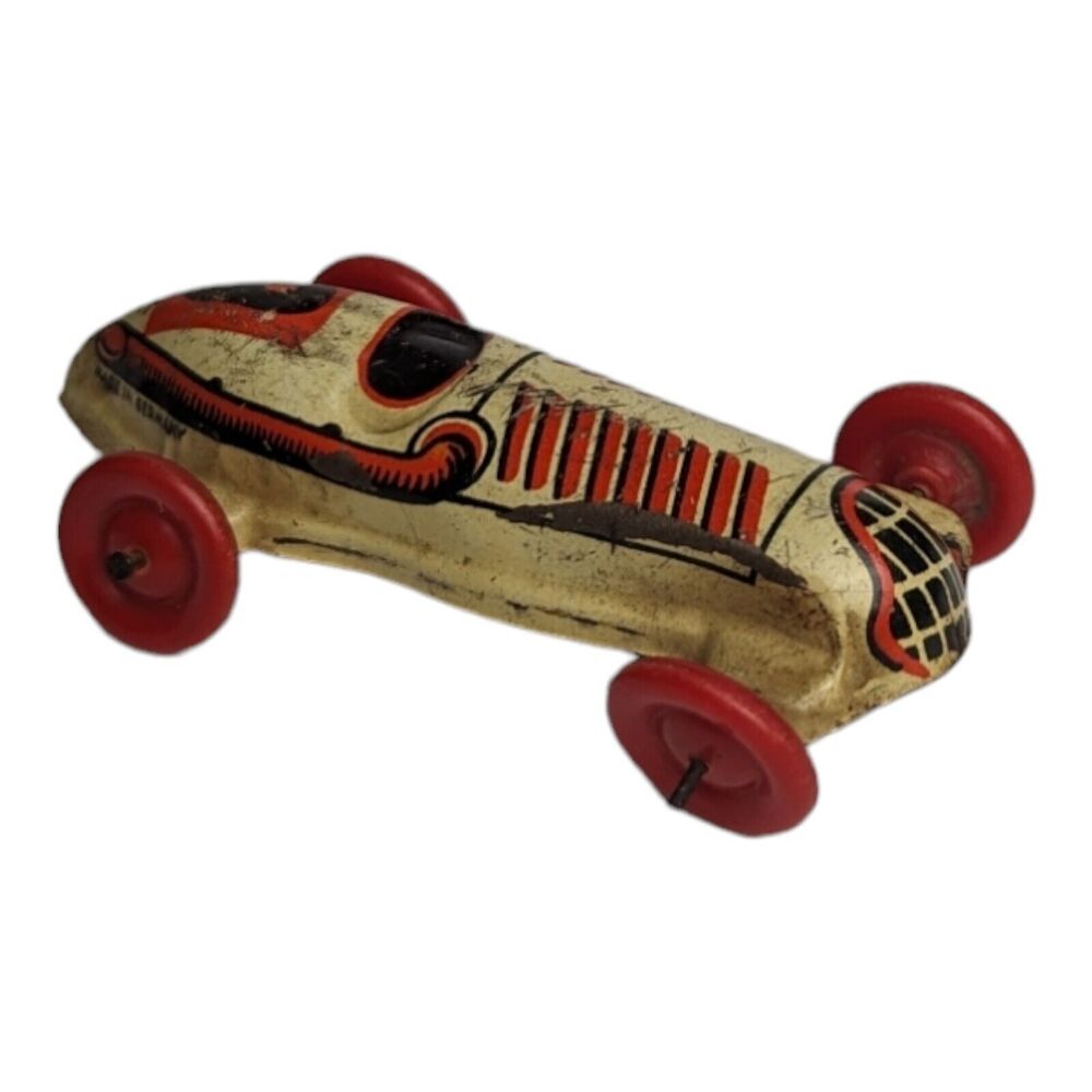 VINTAGE MARX TOYS TIN LITHO RACE CAR #9 With Tin Litho Train NO WIND UP BODY